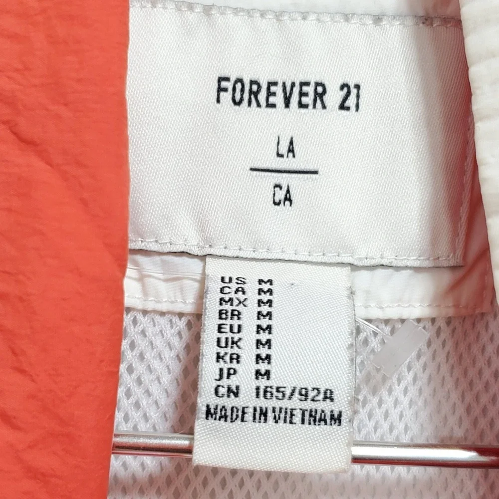 Forever 21 Windbreaker Jacket Women's Medium‎ Multicolor 100% Nylon Half Zip